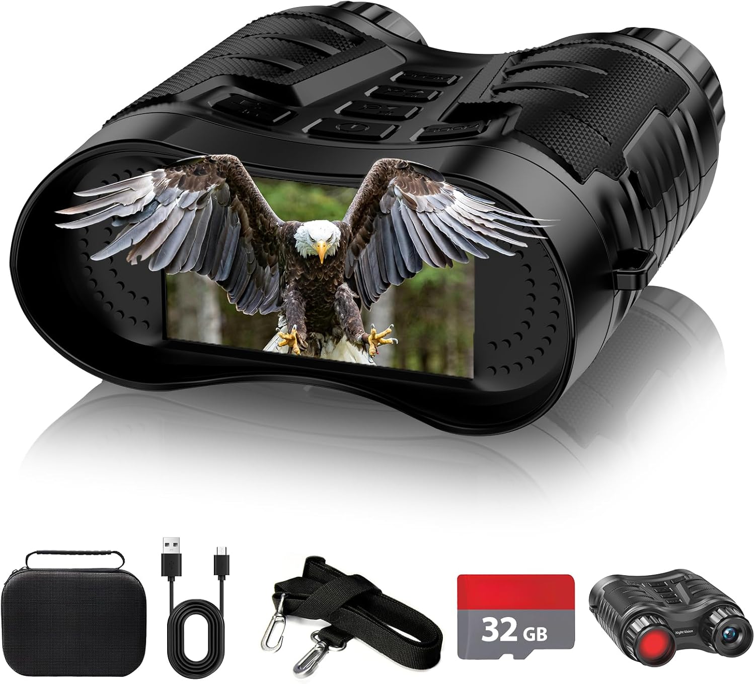 Night Vision Binoculars for Adults - 4K Infrared Night Vision Goggles Camera with 3.2" Screen for Kids & Beginners, 36MP Photos, 8X Digital Zoom, 7-Level Infrared with Carrying Case for Camping,Hiking