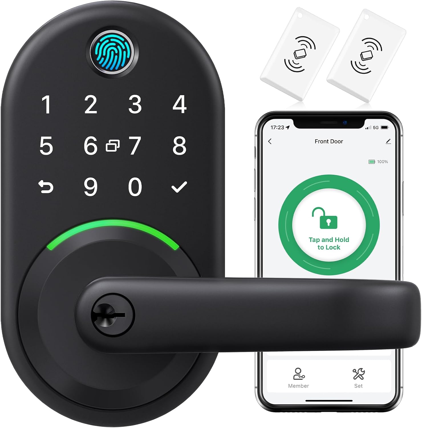 Smart Door Handle Lock with Keypad: Yamiry Fingerprint Smart Lock - Keyless Entry Door Lock for Front Door - Digital Door Lock - Deadbolt Lock with APP - Genarate Passcode Remotely - DIY Installation